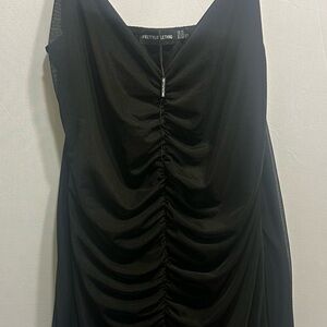 PrettyLittleThing Black Ruched Bodycon Dress